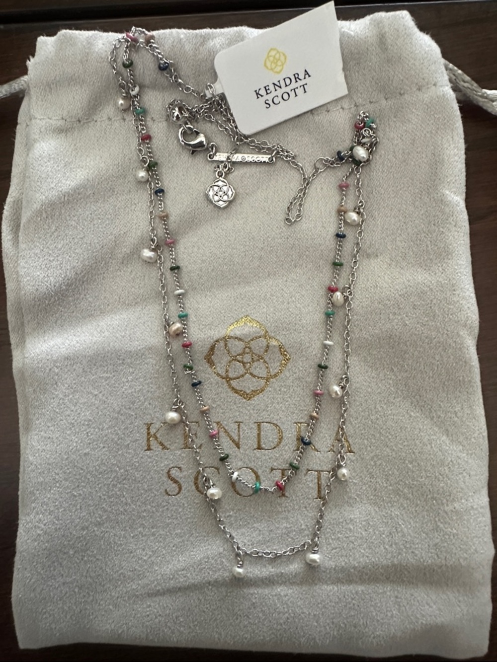 Kendra Scott Silver Layered Necklace with Multicolor Beads